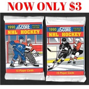 2 PACKS 1990/91 Score Premier Edition Sealed Hockey Card Pack Brodeur Rookie?